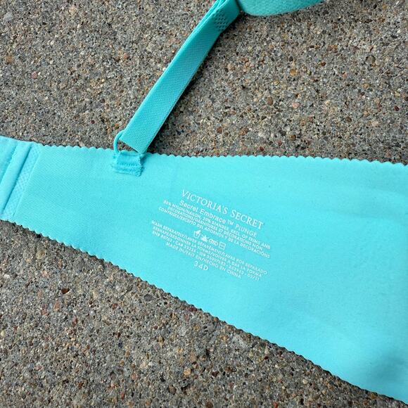 Victoria's Secret 34D Teal Lace Secret Embrace Plunge UW Push Up Bra EUC - Picture 4 of 5